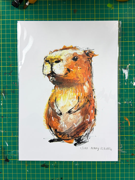 Capybara Art Print – Limited Edition by Penny Scribble