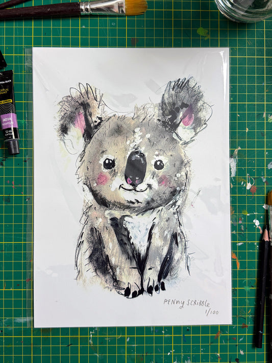 Koala Art Print – Limited Edition by Penny Scribble