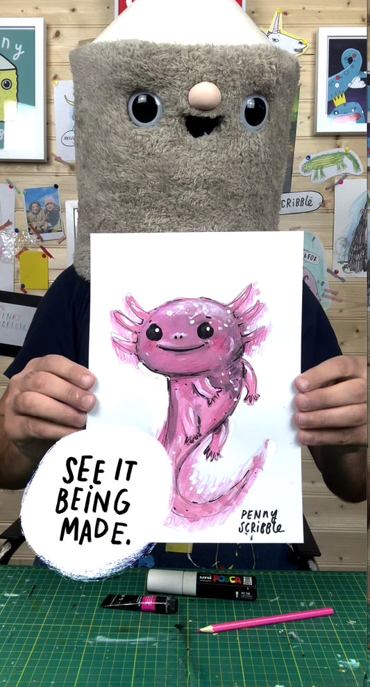 Axolotl Art Print – Limited Edition by Penny Scribble
