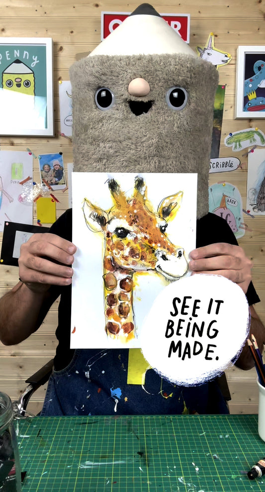 Giraffe Art Print – Limited Edition by Penny Scribble