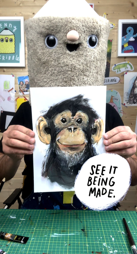 Monkey Art Print – Limited Edition by Penny Scribble