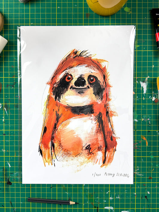 Sloth Art Print – Limited Edition by Penny Scribble